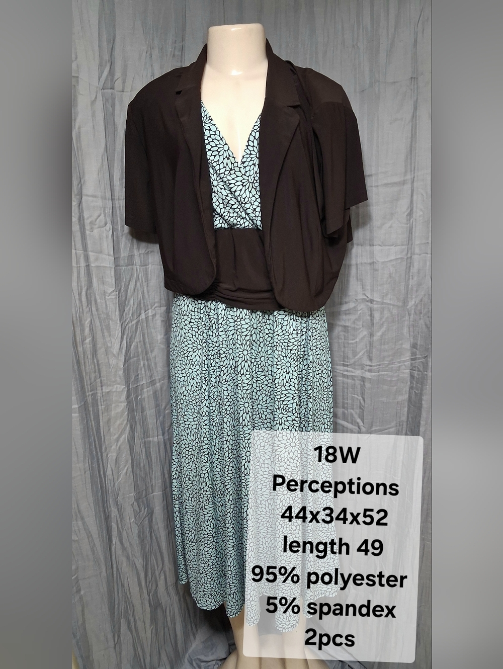 Perceptions Teal and Black Floral Maxi Dress